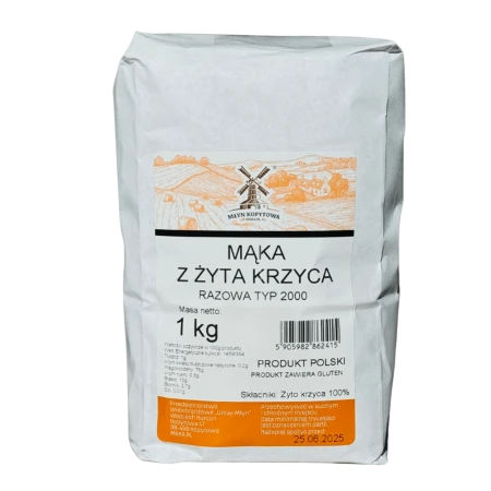 Mąka z żyta krzyca razowa typ 2000