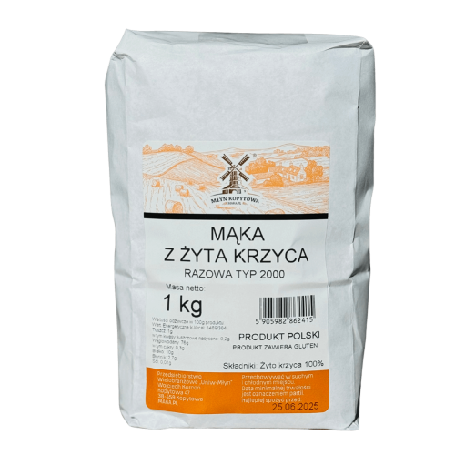 Przejdź do produktu Mąka z żyta krzyca razowa typ 2000 1kg